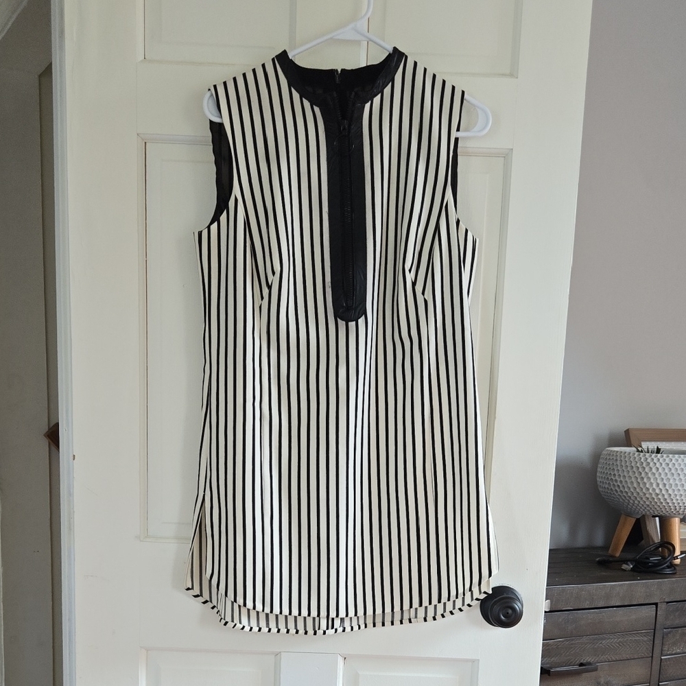 Vintage Akris Black And White Striped Tunic